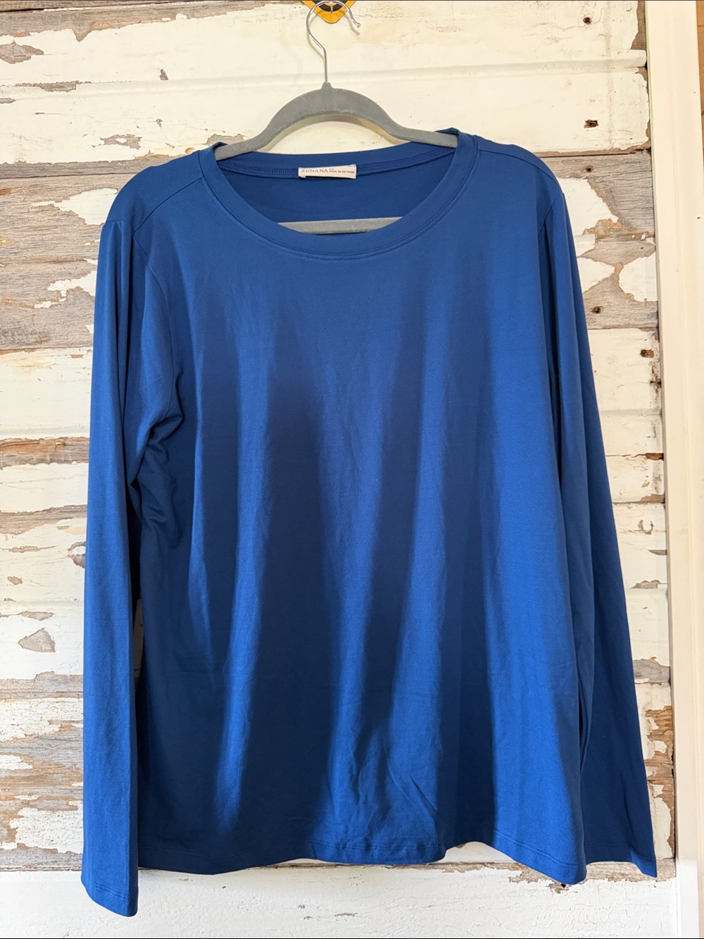 Zenana Outfitters Long-Sleeve Crewneck Top - Royal Blue